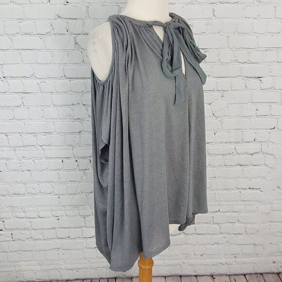 DELETTA Tulay Gray Cold Shoulder Top Shirt XS S - ANTHROPOLOGIE Condition - Picture 5 of 8